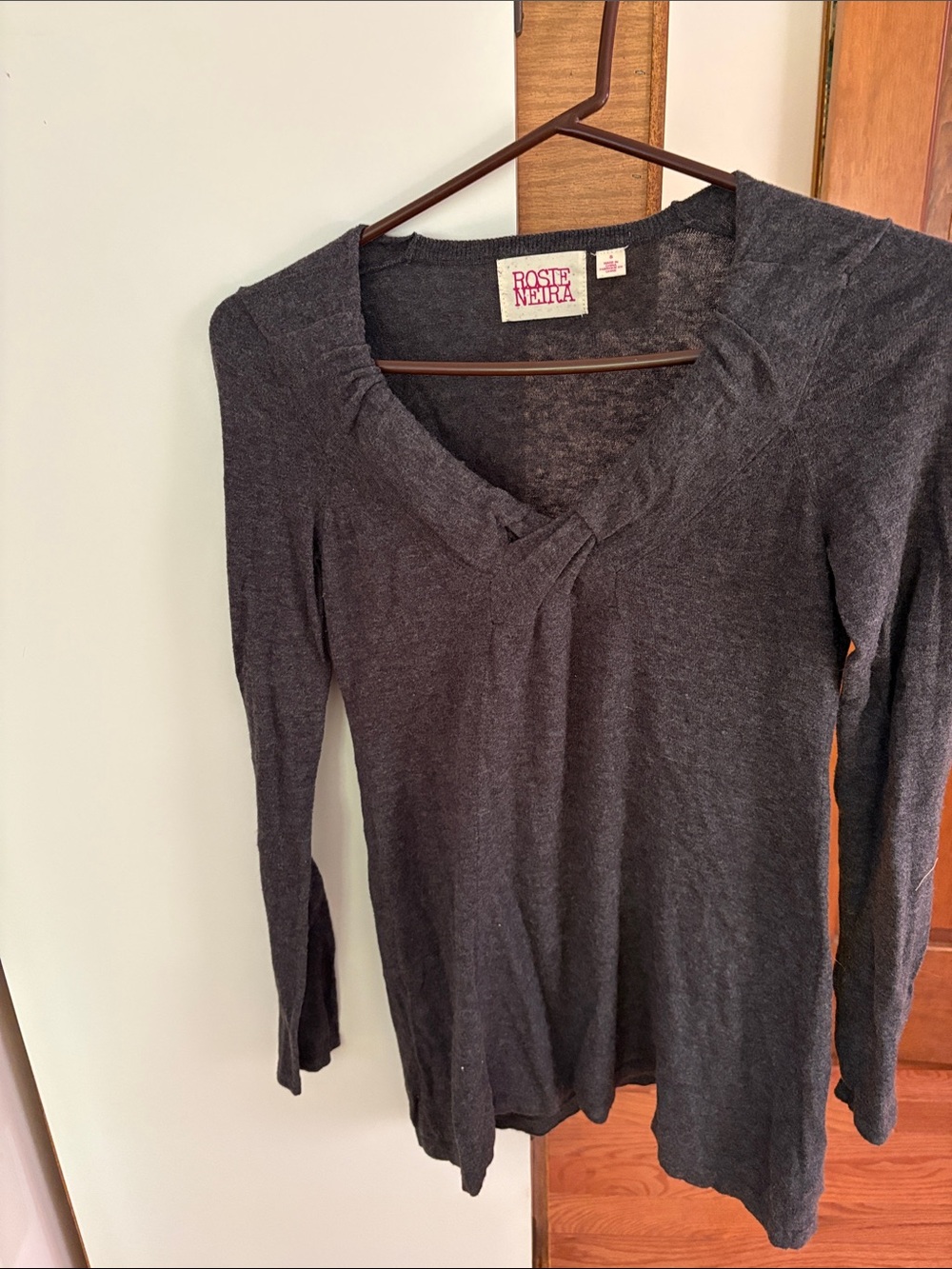 Anthropologie grey knotted neckline